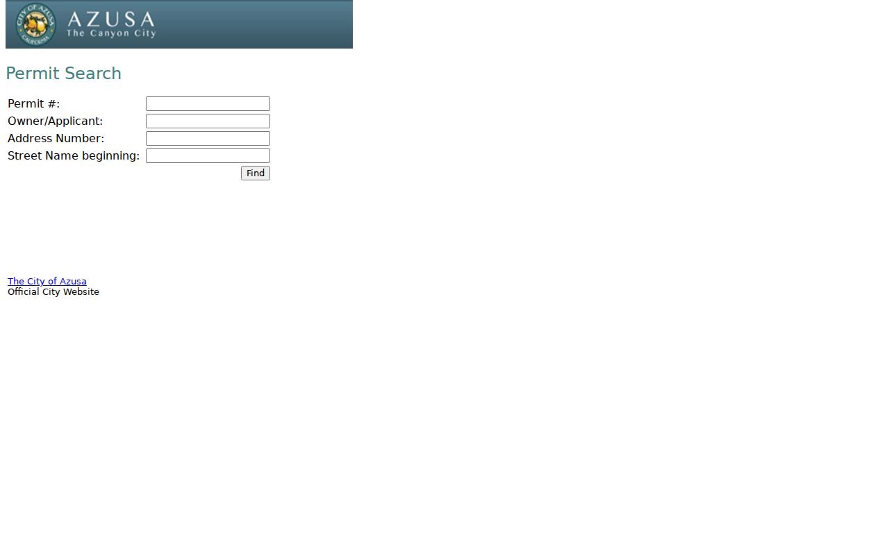 Azusa people search city permit search fields