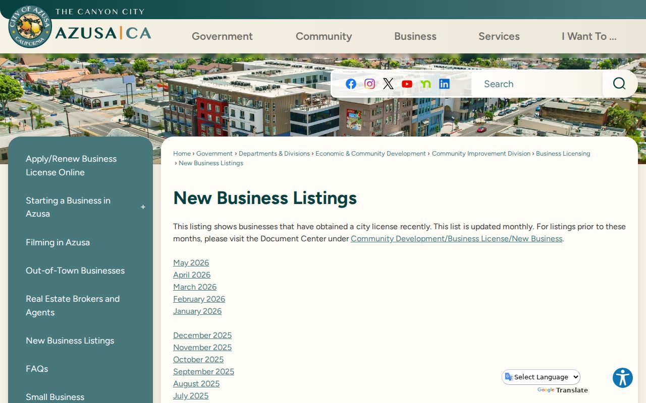Azusa people search new business license listings
