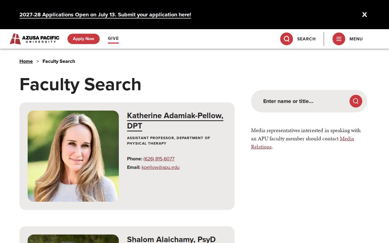 Azusa people directories APU faculty search